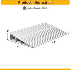 4″ Rise Aluminum Entry Door Threshold Ramp, Non-Slip for Wheelchairs, Rollators