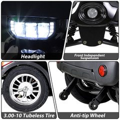 Heavy Duty 4-Wheel Mobility Scooters 31 Miles 3-Speed 800W 500lbs Capacity