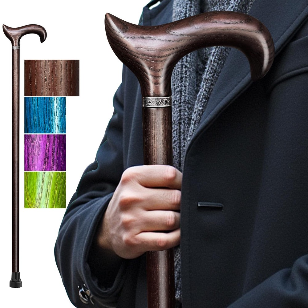 Fancy Wooden Walking Cane Support For Men & Women Multiple Inches Up To 300 Lbs