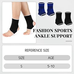 4 Pieces/ 2 Pair Kids Ankle Support Brace Elastic 5-10 Years Black, Dark Blue