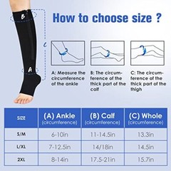 2Pairs Compression Socks with Zipper, Stretchable Zip Up Compression Socks, S-M