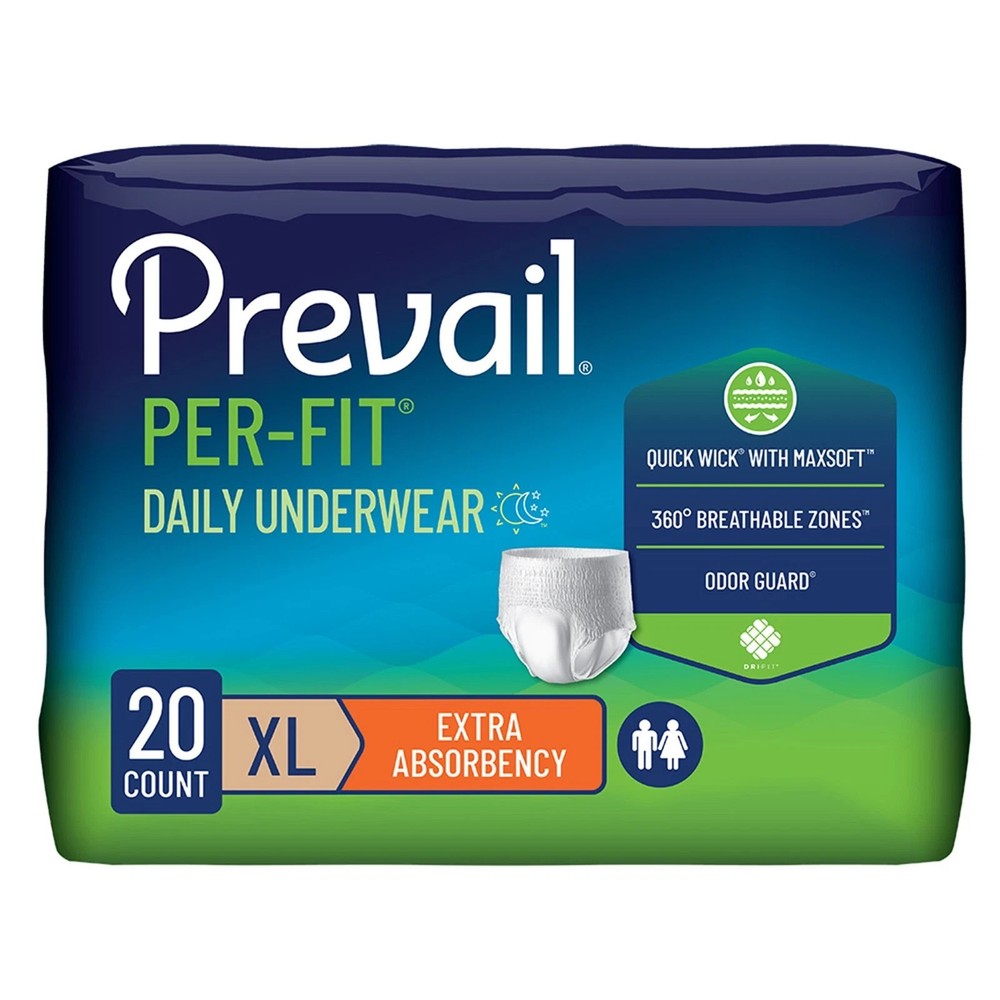 Prevail Per-Fit Extra Disposable Underwear Pull On with Tear Away X-Large 20 Ct