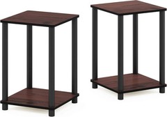 3-Tier Corner Shelf End Table Turn-N-Tube Storage Rack Set of 2Dark Cherry Black