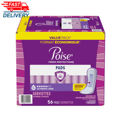 Incontinence Pads for Women, 6 Drop Ultimate Absorbency, Long Length, 56 Count