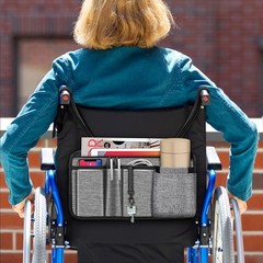 FINPAC Wheelchair Side Storage Bag w/Cup Holder, Wheelchair Armrest Accessories