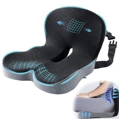 Ergonomic Seat Cushion with Adjustable Strap, Memory Foam Dark Gray+light Gray