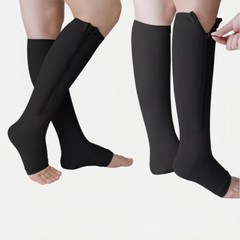 1/3PK Zipper Compression Socks Closed Toe 20-30mmHg With Zipper Safe Protection