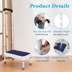 Medical Step Stool with Handle Elderly Bedside Steps for High Beds