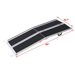 7FT Wheelchair Ramp 600LBS Capacity 84“Lx28.7“W Non-Skid Aluminum Access Ramp