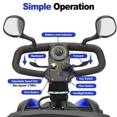 4 Wheel Mobility Scooter for Adults Seniors 350W Electric Travel Scooter 350lbs