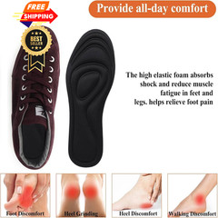MtnLaur Memory Foam Insoles for Men 2 Pairs, Inner Soles, Shock 40-45, Black