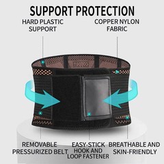 Waist Support Brace Belt Copper Lumbar Lower Back Pain Relief For Men Women US