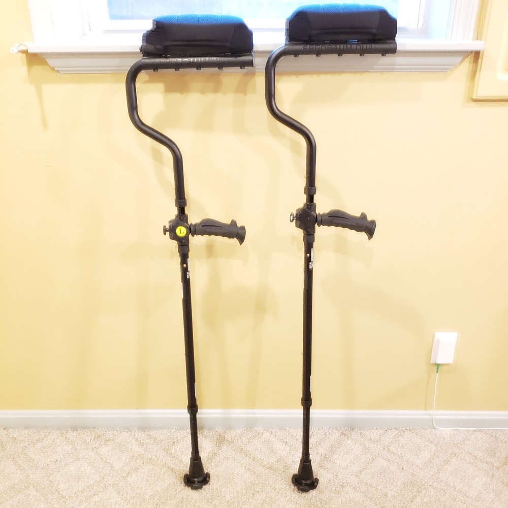 Ergobaum Dual-Military Ergonomic Crutches Underarm Pads Aluminum Quick Ship