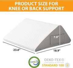 Knee Wedge Pillow, 8” Pillow for Back 23.6*18.9+7.9, White/Grey