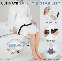 MaxKare Sliding Transfer Bench Shower Chair 300lb Adjustable Non-Slip