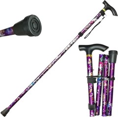 Portable Adjustable Folding Cane with Internal Wrist Strap & Ergonomic Grip