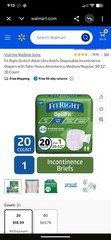 FitRight OptiFit Ultra Incontinence Briefs Disposable Size M White 20 Count