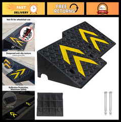 Heavy-Duty Rubber Curb Ramp 6″ Rise, 2 Pack, 11000 lbs Capacity, Anti-Slip Drive