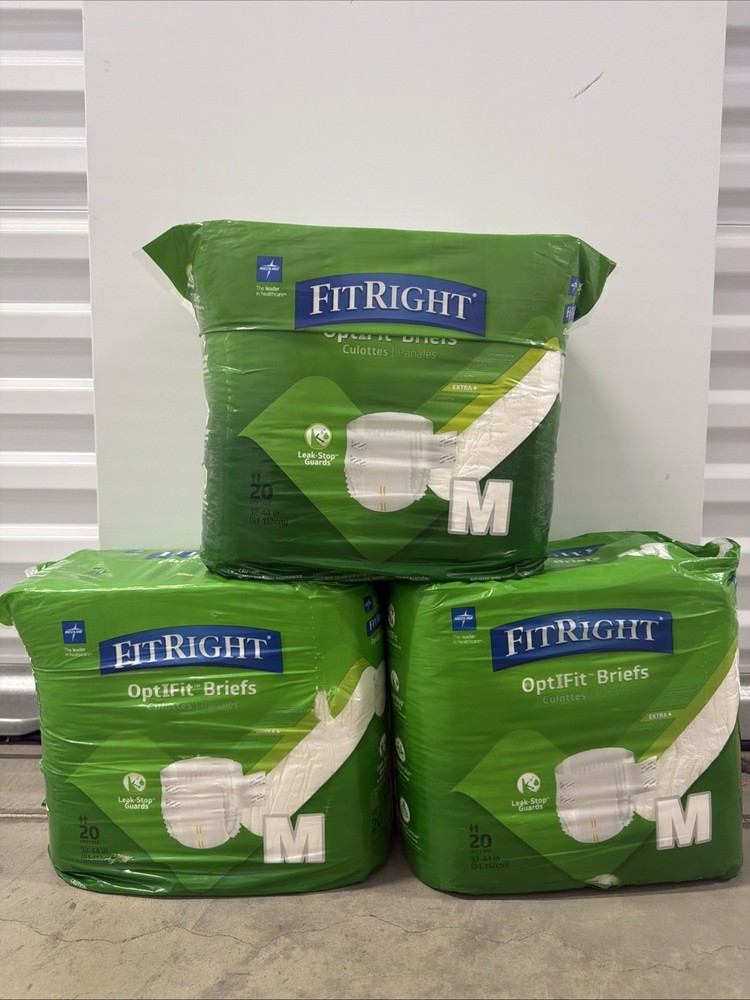 Adult Diapers, Extra+ Heavy Absorbency, M (Waist Size 32in-44in) 60 Count