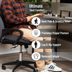 Mind Reader Air-Cloud Memory Foam Seat Cushion Ergonomic Support For Lower Back