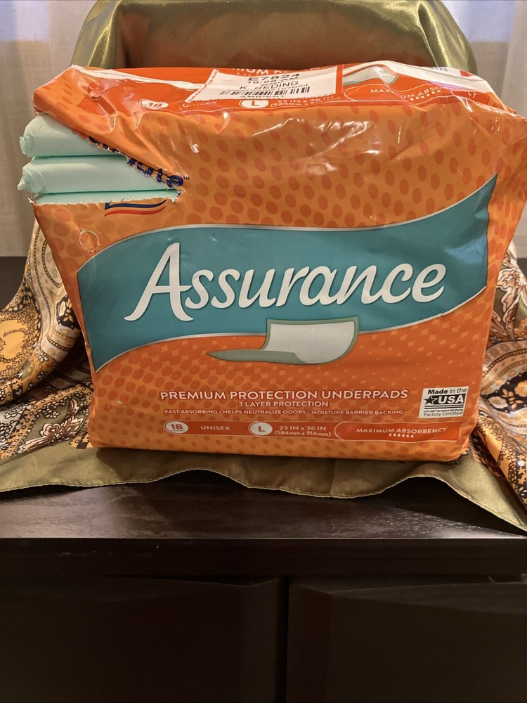 Equate Assurance Maximum Absorbency Premium Quilted Underpads Size L 18 Count