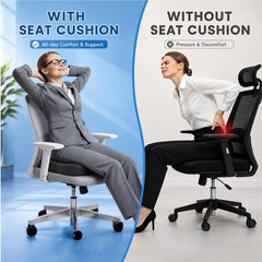 Erenliy 2 Pack Seat Cushion for Office Chairs – Standard, Black and Gary