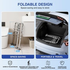 Loyoda Foldable Toilet Safety Rails for Seniors – Adjustable Toilet Safety Fr…