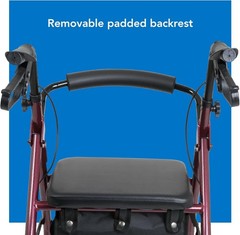 Junior Aluminum Rollator Walker 6in Wheels 250LB Capacity Burgundy Medical Aid