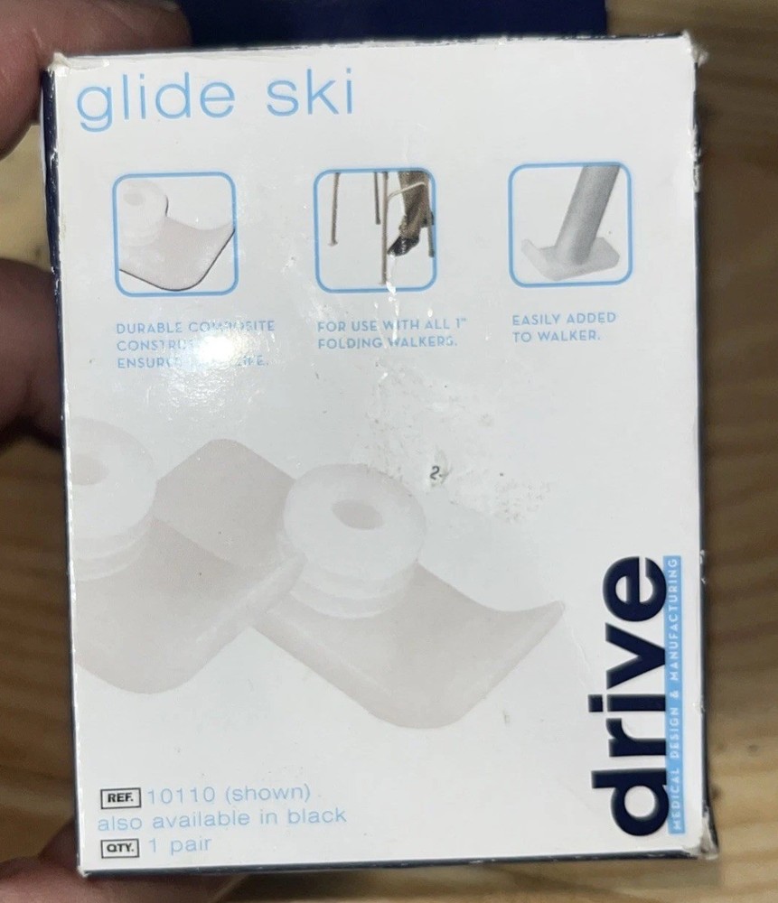 Drive Medical 10110 Walker Wheel Ski Glides, White New In package