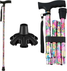 Elegant Pink Adjustable Walking Cane for Men & Women – 5 Levels, Compact Design