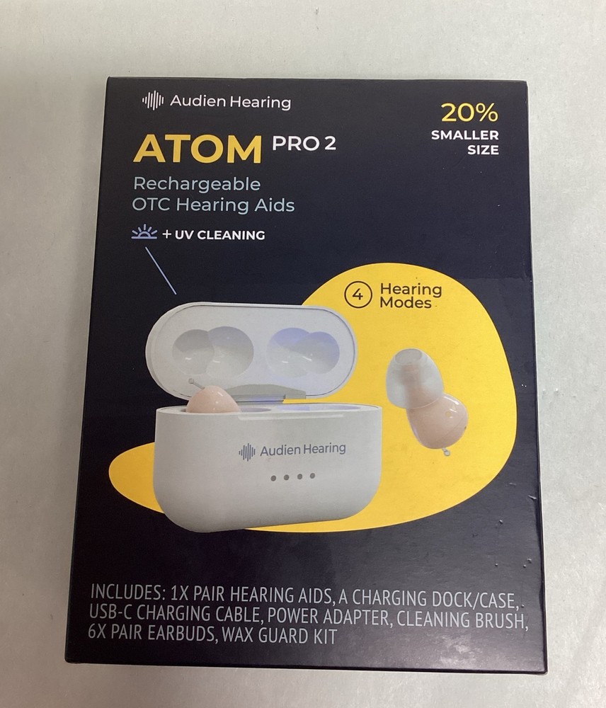 Audien ATOM PRO 2 Wireless Rechargeable OTC Hearing Aid New Sealed – Free S&H