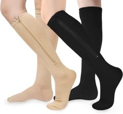 2Pairs Compression Socks with Zipper, Stretchable Zip Up Compression Socks, L-XL