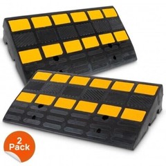Pyle Vehicle Curbside Driveway Ramp, 2PC Heavy Duty Rubber & Steel PCRBDR44