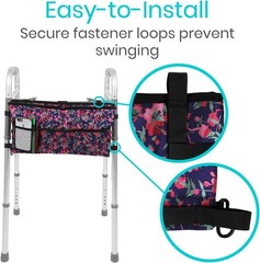 Water-Resistant Walker Bag with Floral Design – Essential Mobility Accessory