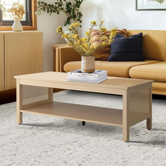 Handcrafted Rattan Decorative Coffee Table, Modern Farmhouse Style Center Table