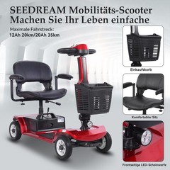 4 Wheel Foldable Mobility Scooter for Seniors Electric Scooter Lithium Battery