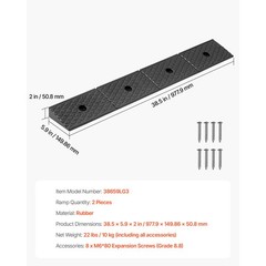 1. 2 Pack Heavy Duty Rubber Curb Ramp 33069LBS 2″ Rise with Drainage