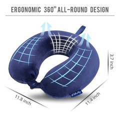 Fabuday Travel Pillow Memory Foam – Head Neck Support Adult Size, Blue