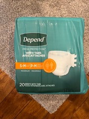 Depend Incontinence Underwear Unisex Briefs Size S/M w/ Tabs 20 Count NEW Sealed