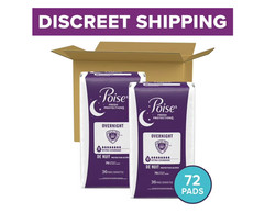 Poise Overnight Incontinence Pads 8 Drop Extra Coverage 72 Count Women