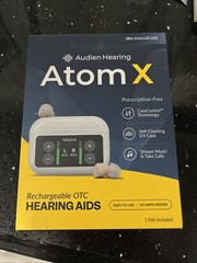 Audien Hearing Atom X Rechargeable OTC Touchscreen Bluetooth Hearing Aids New!
