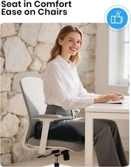 Large Ergonomic Memory Foam Seat Cushion for Sciatica & Back Pain Relief – 19×17