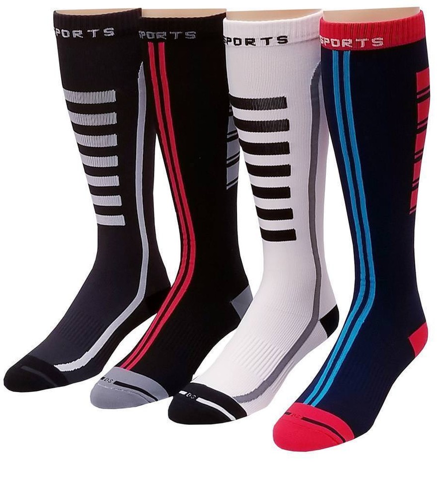 4 Pairs Men Women Sports Athletes Compression Knee High Socks