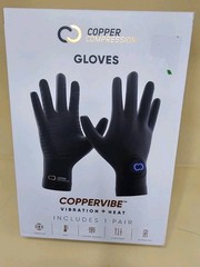 Copper Compression CopperVibe Vibration Heat Therapy Gloves Black (1 Pair)