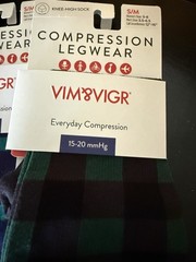 Vim Vigr Plaid Compression Socks Size S/M Nylon Moisture Wicking 15-20 mmHg 2 Pa