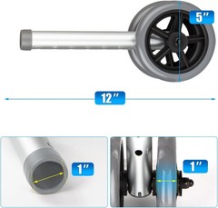 2 Pack Dual-Wheel for Walkers – 5 Inches Replacement Front Walker Wheels, All…