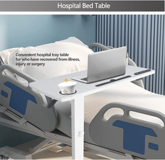 Adjustable Overbed Table with Wheels & USB Port for Home or Hospital Use