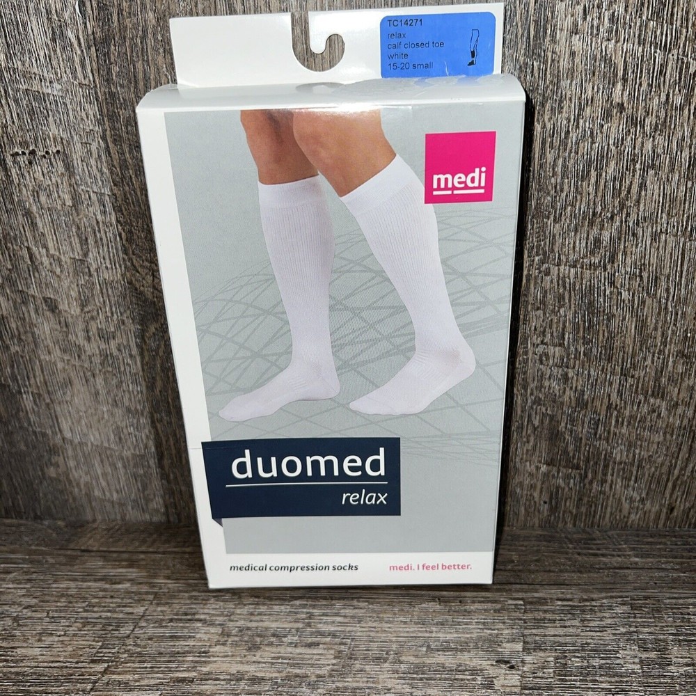 Medi Duomed Relax Medial Compression Socks – Closed Toe White 15 – 20 Small