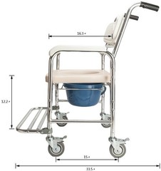 4 in 1 Toilet Wheelchair Rolling Shower Chair Aluminum Alloy Commode Transport