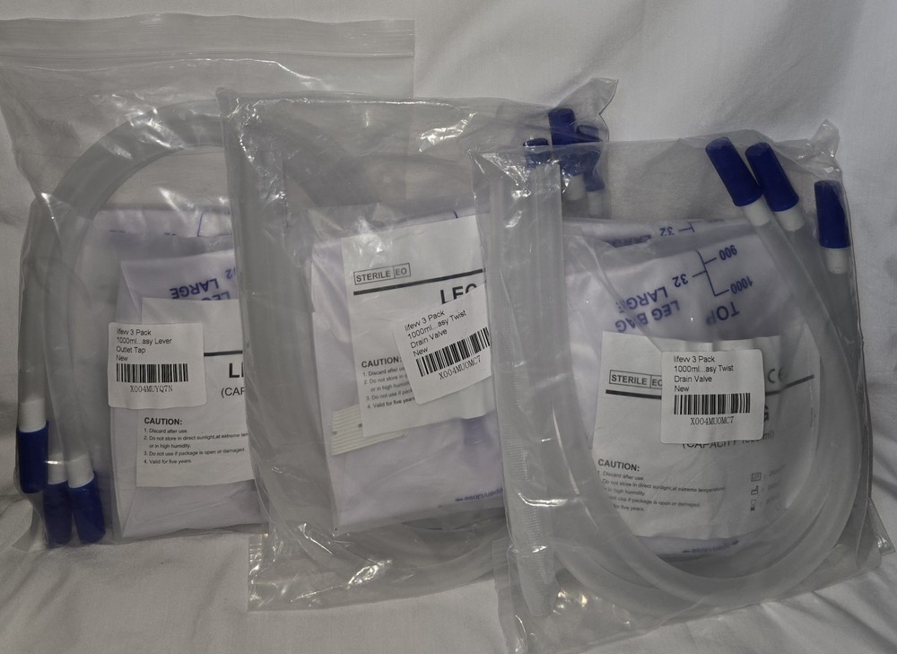 LifeVV 1000ml Urinary Drainage Leg Bag Lot of 9 Easy Twist Drain Valve EXP 2030